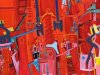 "Red Scene," Acrylic on Canvas by Karen L. Kirshner