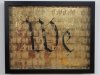 "As the Words Turned to Dust, They Did So in Twos," Acrylic, Gold Leaf and Collected Barn Dust on Glass by Arden Cone