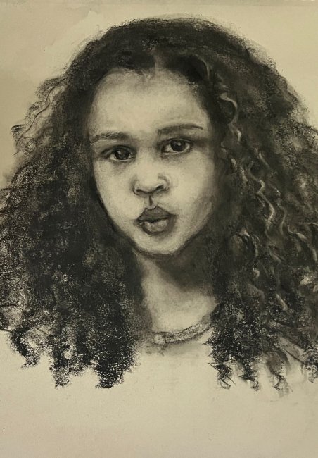 Florence Shea-Gerold, "Portrait of a Young Girl," Charcoal, Honorable Mention