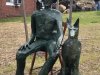 "Nature Man Dog Bird," Recycled Cardboard, Paper, Metal, Acrylic Paint, Wood Chair, by Barbara Wallace