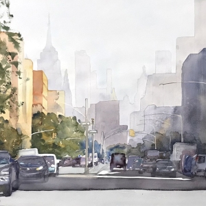 "Bowery View," Watercolor, by Maryann Burton