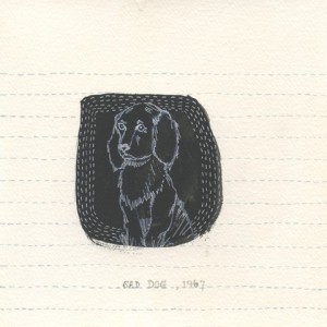 "Sad Dog," Watercolor and Goauche on Paper, by Kelley Simons