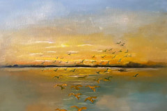 Aparajita Sen, "Early Migration," Oil on Canvas, 24"x24", $2,200 