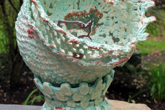 Blanche Somer, "Fragile States," Knitted & Crocheted Porcelain Slip, Coiled White Stoneware, 10.75"x7.25"x7.5", $250