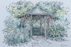 Donna L. Souren, "The Gazebo," Pen, Ink, Colored Pencil, 13''x11", $150
