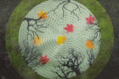 Wendy Wilson, "Reflections in an Autumn Pond," Original Design Printed on Canvas and Silk Organza, 18"x18"x3", $400 
