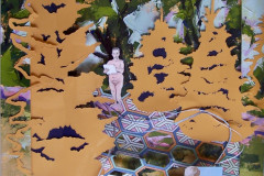 Eleanor Eick, "Spectators," Collage, 15"x12"x2", NFS - HONORABLE MENTION
