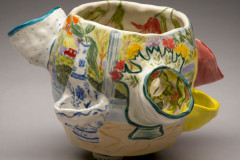 Nancy Modlin Katz, "Brookline Tulipiere," Ceramic, Underglaze, Glaze, 8.5"x 6"x 8.5", NFS