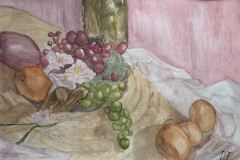 Theodora Iliopoulos, "Picnic Scene," Watercolor, 15"x22", $500