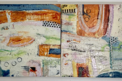 Heat Wave I, II, Encaustic, Oil, Collage on Birch Panel, by Sandra Koberlein