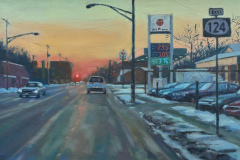 Winter Drive To Springfield, NJ, Oil on Canvas by Manuel Monge
