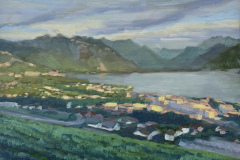 Vevey On Lac Leman, Oil on Board, by Manuel Monge