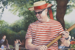 Central Park Gondolier, Transparent Watercolor on Arches Watercolor Paper, by Elizabeth Oberman
