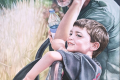 Father and Son, Watercolor on Aquabord, by Elizabeth Oberman