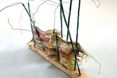 Unexpected Harmony, Silk Fabric, Wool, Silk Fibers, Glass Beads, Copper, by Sandee Potter