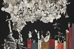 Top Shelf, Upcycled Book Spines and Illustrations, by Laura Shabazz