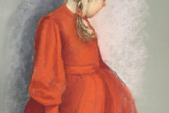 Genevieve in Red, Pastel, by Lena Shiffman
