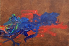 "Brown with Orange and Blue and Green," Acrylic on Canvas Board, by Paul Santo