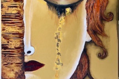 Golden Girl with Gold Tears, Mixed Media on Canvas, by Meeta Garg