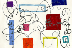 Stay with Orange (from the Windows Series), Enamel Paint on Painted Rag Paper, by Serena Bocchino
