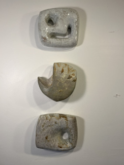 "Symbol #1," "Symbol #2," and "Symbol #3," Wood Fired Stoneware with Glaze, by Eric Knoche